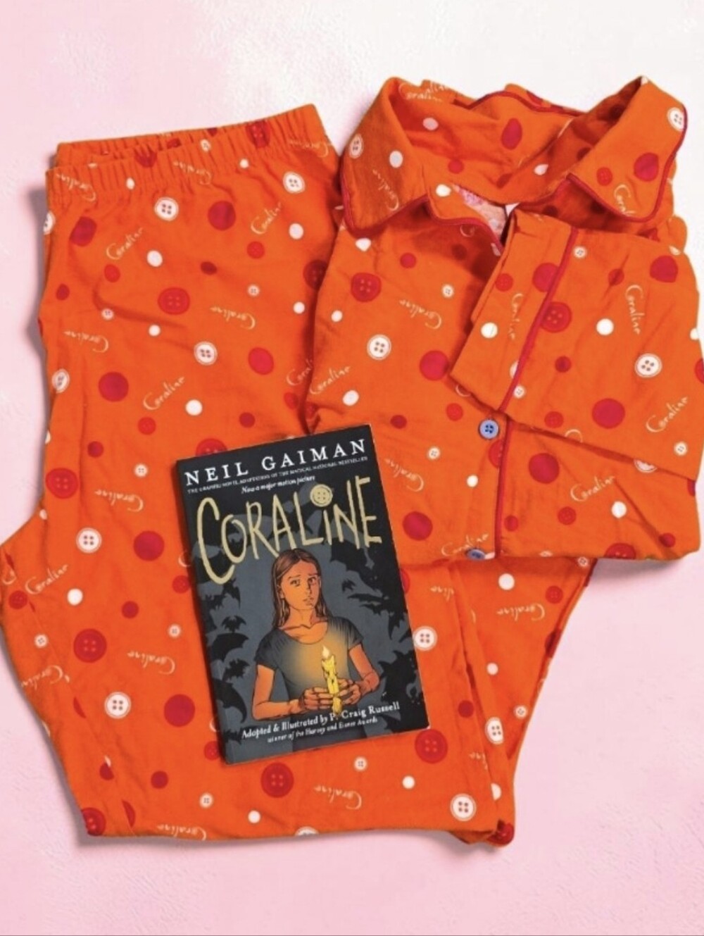 Coraline Womens Size Large Spirit Halloween 100% Cotton Cozy Pajama Set
